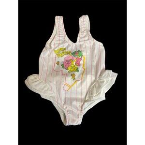 Vtg Healthtex Girls Down Under One Piece Swimsuit 18m